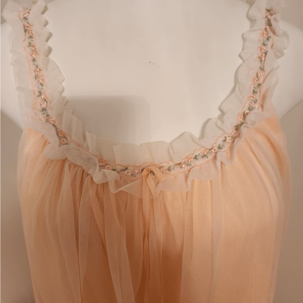 Elegant Peach Chemise with Ruffle Trim